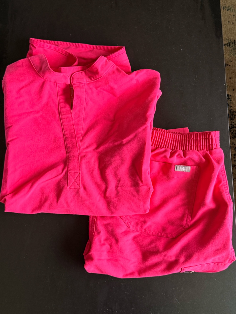 Figs Hot Pink Scrub Set - Comfortable Drawstring Waistband